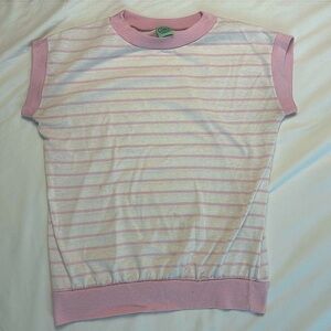Vintage 90s American Impressions Pink and White Striped Top